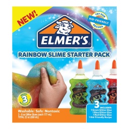 Slime Arcoiris Kit con Glitter Rojo, Azul y Verde Elmers
