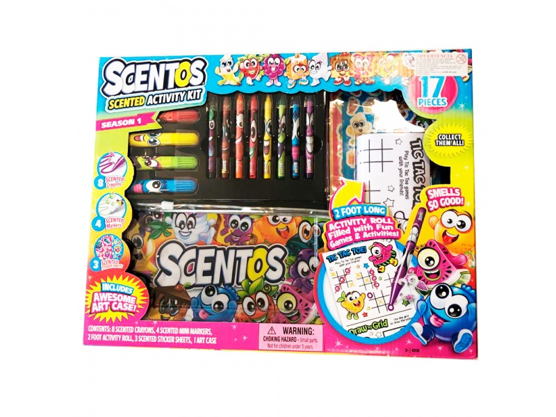 Kit Crayones, Marcadores, Cartuchera, Stickers Scentos 17 pz